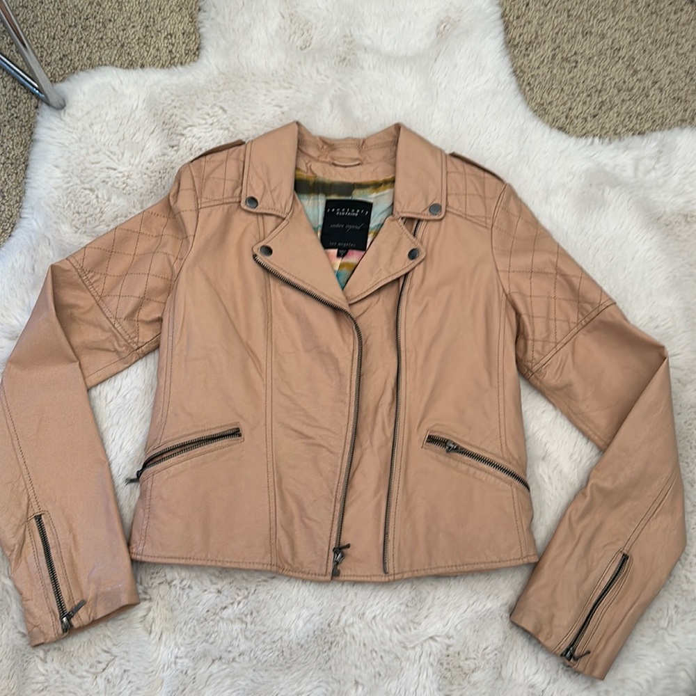 SANCTUARY CARAMEL GENUINE LEATHER JACKET